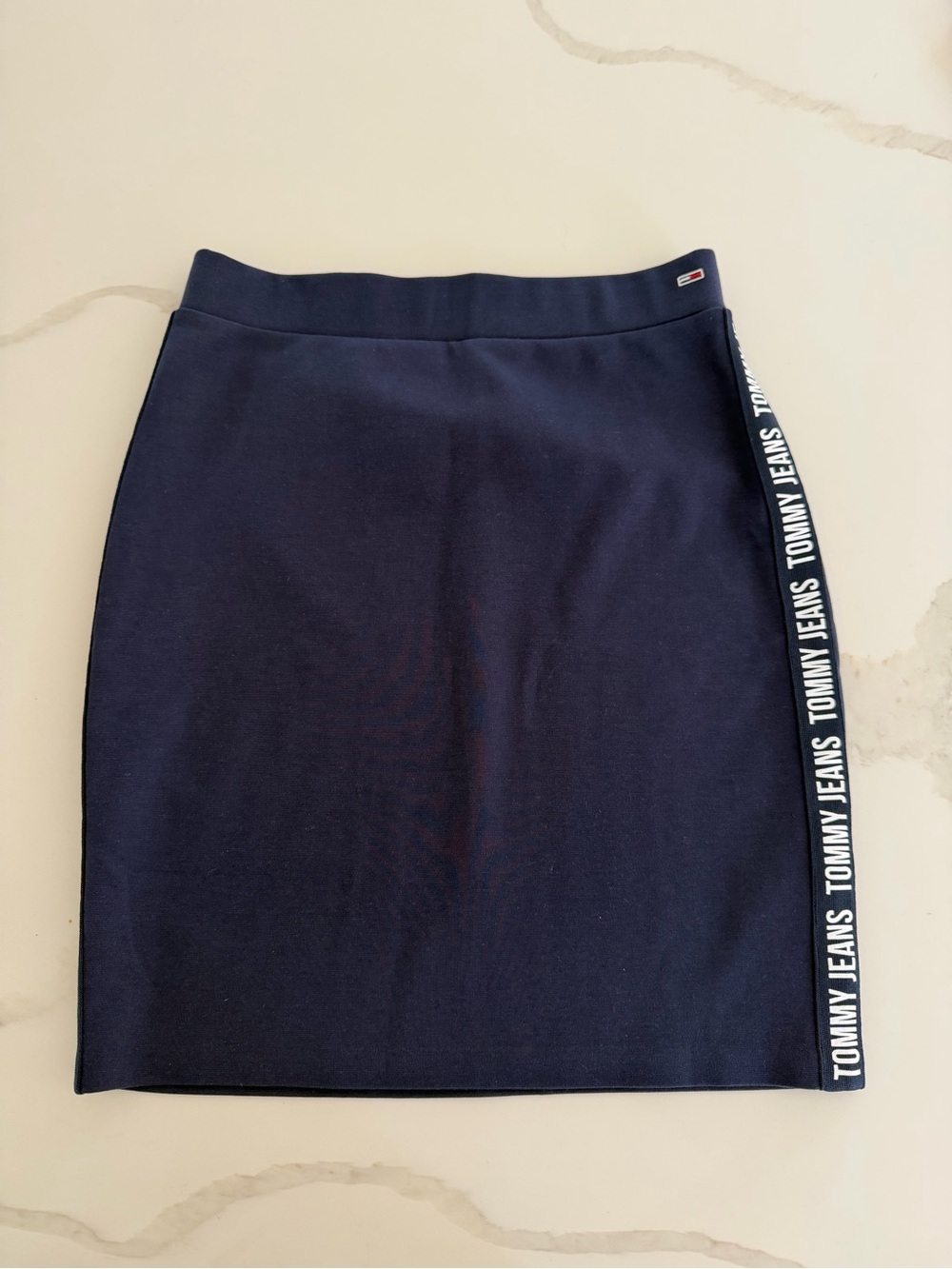 Tommy Hilfiger Navy Pencil Skirt with Logo Side Tape